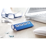 Hub publicitário de alumínio colorido com 4 portas USB 2.0 Alu cor azul vista conjunto