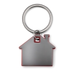 Porta-chaves de merchandising em forma de casa cor vermelho segunda vista