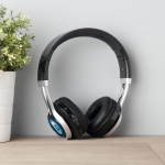 Auriculares over-ear bluetooth 4.2 modernos com logotipo impresso Jazz cor preto quarta vista conjunto 2