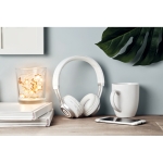 Auriculares over-ear bluetooth 4.2 modernos com logotipo impresso Jazz cor branco vista conjunto principal