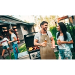 Avental publicitário de lona com alças de couro e bolsos BBQ cor castanho acinzentado terceira vista conjunto