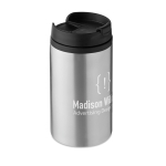 Caneca térmica promocional de 250ml cor prateado mate terceira vista principal