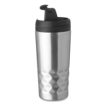 Caneca térmica geométrica para publicidade cor prateado mate