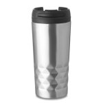 Caneca térmica geométrica para publicidade cor prateado mate segunda vista