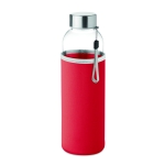 Garrafas de vidro com manga de neoprene 500ml Downtown cor vermelho