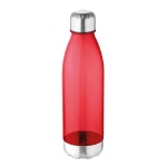 Garrafa publicitária de tritan com tampa e base de aço 600ml cor vermelho transparente