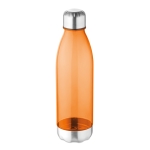 Garrafa publicitária de tritan com tampa e base de aço 600ml cor cor-de-laranja transparente