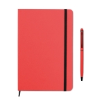 Conjunto de caderno e caneta colorida, folhas A5 pautadas ColourTouch cor vermelho