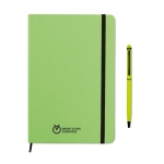 Conjunto de caderno e caneta colorida, folhas A5 pautadas ColourTouch cor verde-lima vista principal