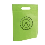 Saco económico non-woven com asa vazada 80 g/m2 Minimart cor verde-claro imagem com logo