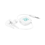 Auriculares retráteis para publicidade com capa non woven Compact cor branco imagem com logo