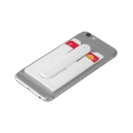 Porta-cartões com suporte para smartphone cor branco terceira vista