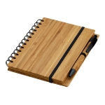 Caderno reciclado com caneta e capa de bambu folhas A5 pautadas Bamboo cor natural