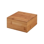 Caixa de chás feita em bambu cor natural na caixa
