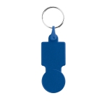 Porta-chaves em forma de moeda com logotipo cor azul primeira vista