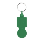 Porta-chaves em forma de moeda com logotipo cor verde primeira vista