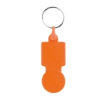 Porta-chaves em forma de moeda com logotipo cor cor-de-laranja primeira vista