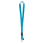 Lanyard personalizável em poliéster (2cm) cor azul-claro primeira vista