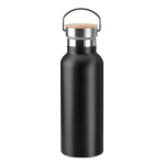 Garrafa personalizada térmica com tampa de bambu com pega 500ml Clip cor preto