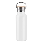 Garrafa personalizada térmica com tampa de bambu com pega 500ml Clip cor branco