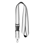 Lanyards de poliéster com revestimento de cetim e fivela Double Plus cor preto