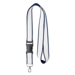 Lanyards de poliéster com revestimento de cetim e fivela Double Plus cor azul