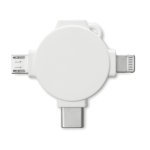 Adaptador com 3 conectores com impressão colorida Cable Fillprint cor branco segunda vista