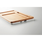 Conjunto de mesa de bambu com carregador sem fio Bamboo Tidy cor branco sexta vista