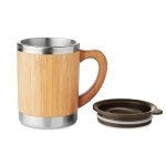 Caneca elegante de aço com revestimento de bambu 300ml Natural cor madeira segunda vista