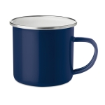 Caneca vintage de metal com borda prateada de 350ml Classic cor azul