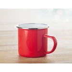 Caneca vintage de metal com borda prateada de 350ml Classic cor vermelho vista conjunto