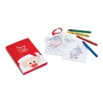 Set infantil de desenhos cartão e lápis de cera para colorir Santa cor vermelho imagem com logo