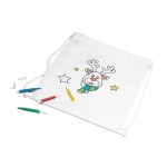 Saco-mochila natalício infantil para colorir com desenho de rena cor branco terceira vista