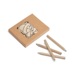 Set de 3 decorações de madeira para pintar com lápis de cor Pai Natal cor natural na caixa