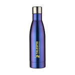 Garrafa personalizada com acabamento iridescente 500ml Avenue Lane Iris cor azul vista impressão tampografia