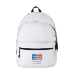 Mochila publicitária de estilo juvenil cor branco segunda vista impressão serigrafia