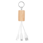 Porta-chaves com cabos USB cor madeira