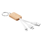 Porta-chaves com cabos USB cor madeira terceira vista