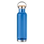 Bidões personalizados de tritan com tampa de bambu e pega 800ml Clip cor azul transparente