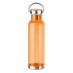 Bidões personalizados de tritan com tampa de bambu e pega 800ml Clip cor cor-de-laranja transparente