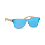 Óculos de sol com hastes de bambu e lentes espelhadas Bamboo Beach cor azul