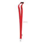 Lanyard de RPET com mosquetão metálico e fecho de segurança 20mm cor vermelho