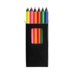 Caixa personalizável com 6 lápis de madeira cor preto primeira vista