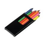 Caixa personalizável com 6 lápis de madeira cor preto terceira vista