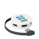 Hub promocional USB de 4 portas circular com cabo colorido Round vista principal