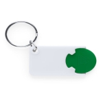 Porta-chaves branco com moeda para o carrinho de compras Bicolor cor verde