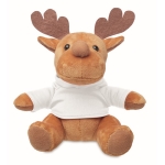 Peluche de rena personalizado com camisola para o logo Rudolph cor branco