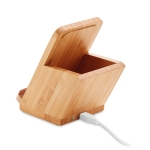 Carregador com suporte para telemóvel e porta-lápis em bambu Desk cor madeira quinta vista