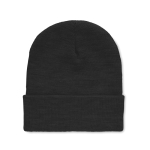 Gorro de malha personalizável com dobra cor preto