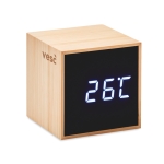 Relógio despertador em caixa de bambu cor madeira vista principal segunda vista